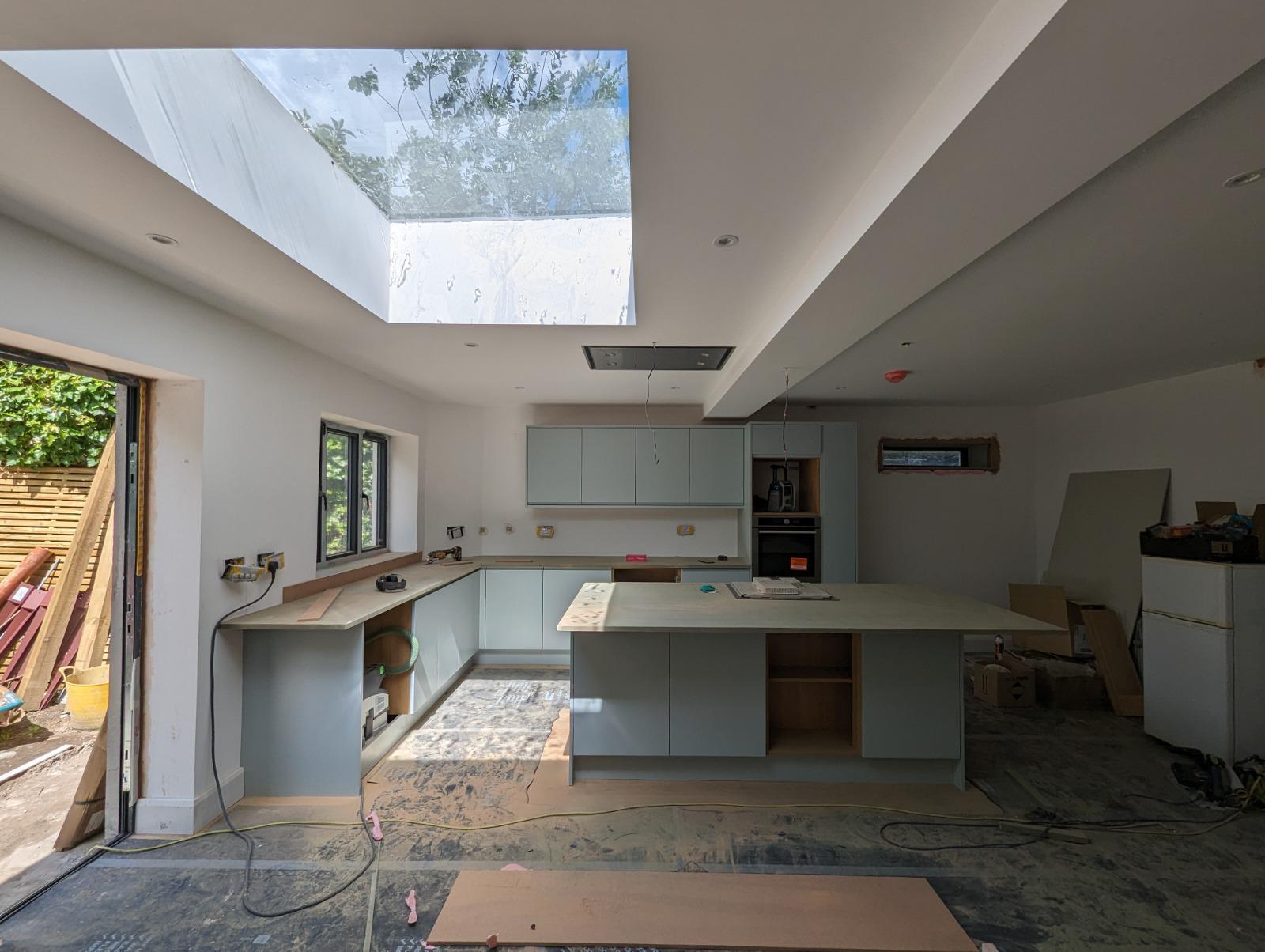 Kitchen refurbishment in progress on a Sterlyn Build luxury detached home